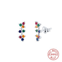 925 Silver Multicolor Stone Climber Earrings