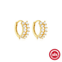 Gold-Plated Cubic Zirconia Huggie Earrings