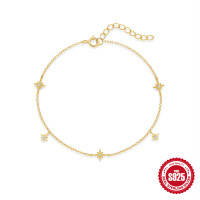 925 Silver Gold-Tone Star Chain Bracelet