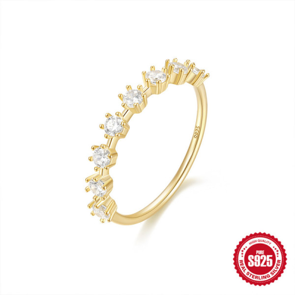 Gold-Plated CZ Band Ring