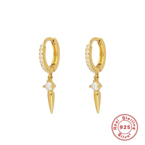 Gold-Plated Cubic Zirconia Dangle Hoop Earrings