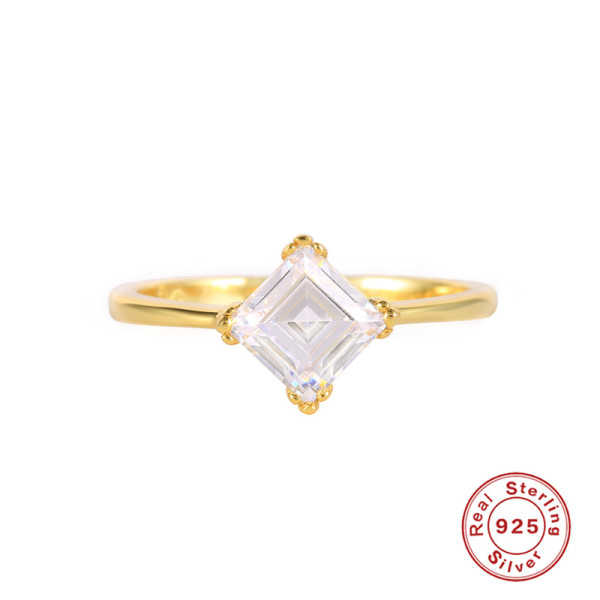 Gold-Plated Geometric Solitaire Ring