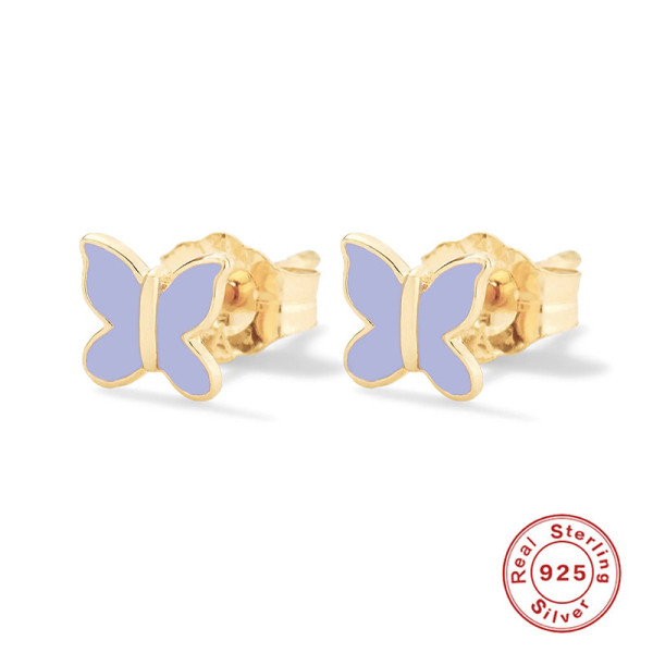 925 Silver Butterfly Enamel Stud Earrings
