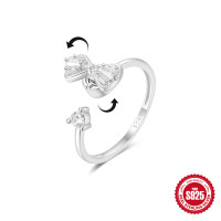 925 Silver Bow Motif Adjustable Ring