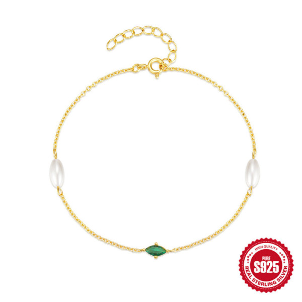 Gold-Plated Minimalist Chain Bracelet with Stones