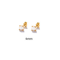 925 Silver Gold Prong Pearl Stud Earrings