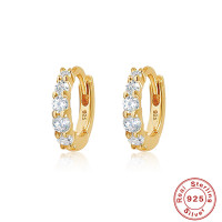 Gold-Plated Crystal Small Hoop Earrings