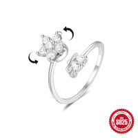 925 Silver Floral Cubic Zirconia Ring