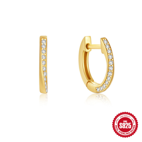 Gold-Plated Pavé Huggie Earrings