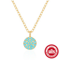 Turquoise Pavé Gold-Plated Pendant Necklace