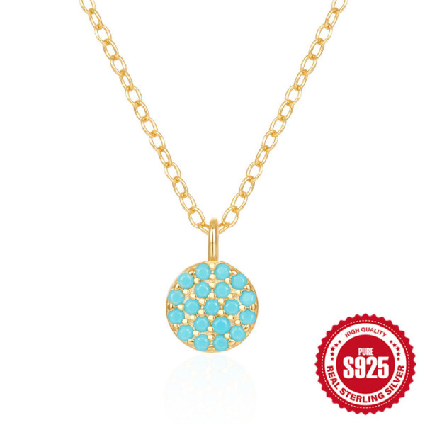 Turquoise Pavé Gold-Plated Pendant Necklace