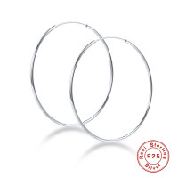 925 Silver Large Minimalist Hoop Earrings