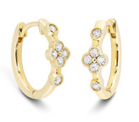 Gold-Plated Floral Crystal Small Hoop Earrings