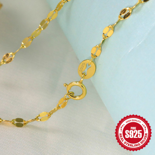 925 Silver Gold-Plated Minimalist Chain Necklace
