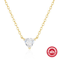 Gold-Plated Trillion-Cut CZ Pendant Necklace