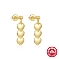 Gold Heart Dangle Earrings