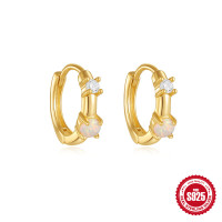 Gold-Plated Opal Huggie Earrings