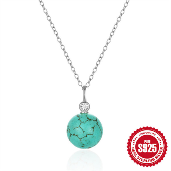Sterling Silver Turquoise Pendant Necklace