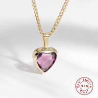 Gold Bezel Heart Pendant Necklace