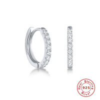 925 Silver Pavé Crystal Small Hoop Earrings