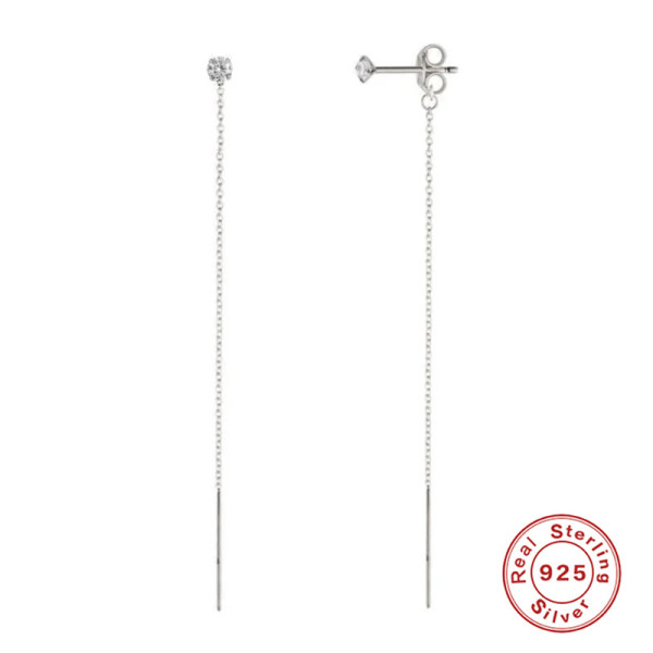 925 Silver Cubic Zirconia Threader Earrings