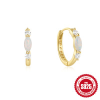 Gold-Plated Opal Small Hoop Earrings