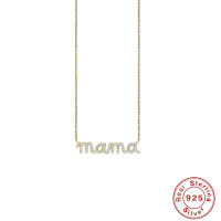 Gold-Tone 'Mama' Pavé Pendant Necklace