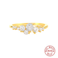 Gold-Plated Crystal Cluster Band Ring