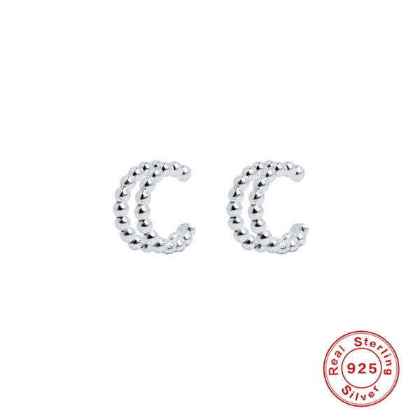925 Silver Beaded Ear Cuffs