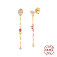 Gold-Plated Mixed Stone Threader Earrings