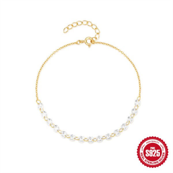 Two-Tone 925 Silver Chain Bracelet