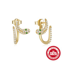 Gold-Finished Pavé Huggie Earrings