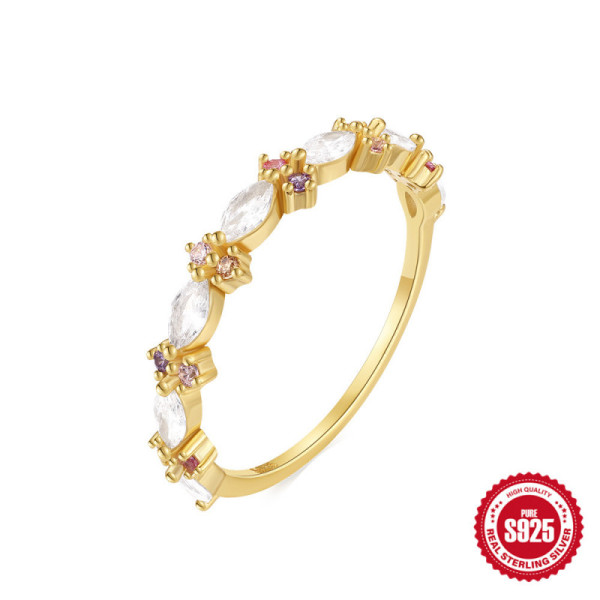 Gold-Plated Mixed Gemstone Eternity Ring