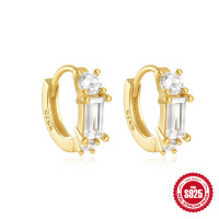 Gold-Plated Cubic Zirconia Huggie Earrings