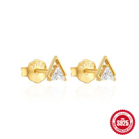Gold-Plated Triangle Stud Earrings