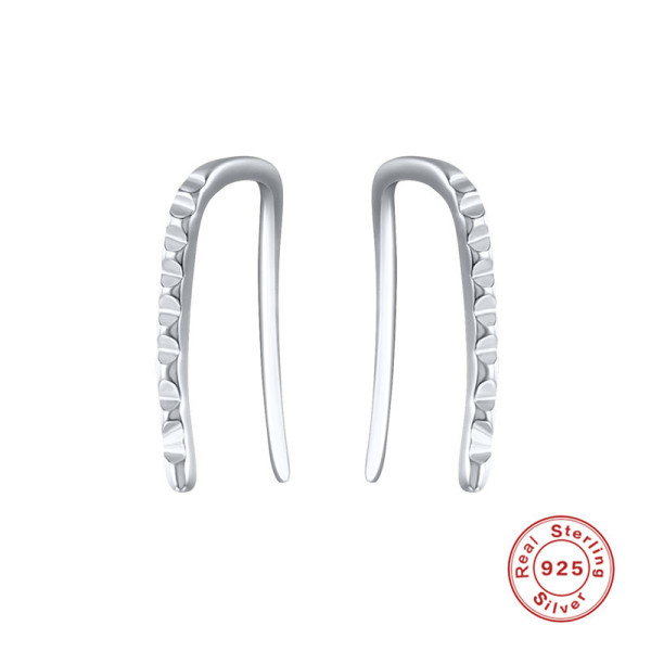 925 Silver Textured Minimalist Climber Earrings