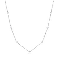 925 Silver Station Necklace with Cubic Zirconia