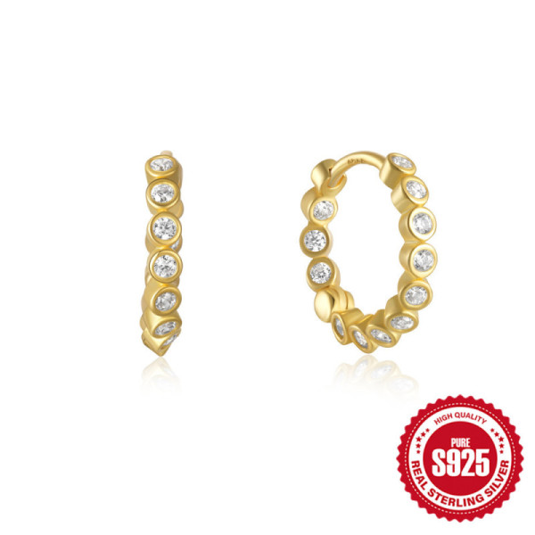 Gold-Tone Bezel-Set Small Hoop Earrings