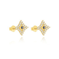 Gold-Tone Geometric Cubic Zirconia Stud Earrings