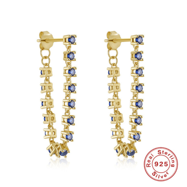 Gold-Tone Sapphire Dangle Earrings