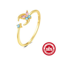 Gold-Tone Floral Open Band Ring