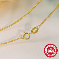 925 Silver Gold-Tone Minimalist Chain Necklace