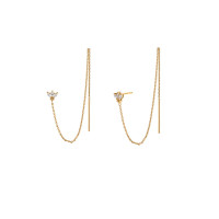 Gold Threader Earrings with Cubic Zirconia