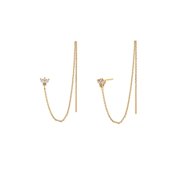 Gold Threader Earrings with Cubic Zirconia