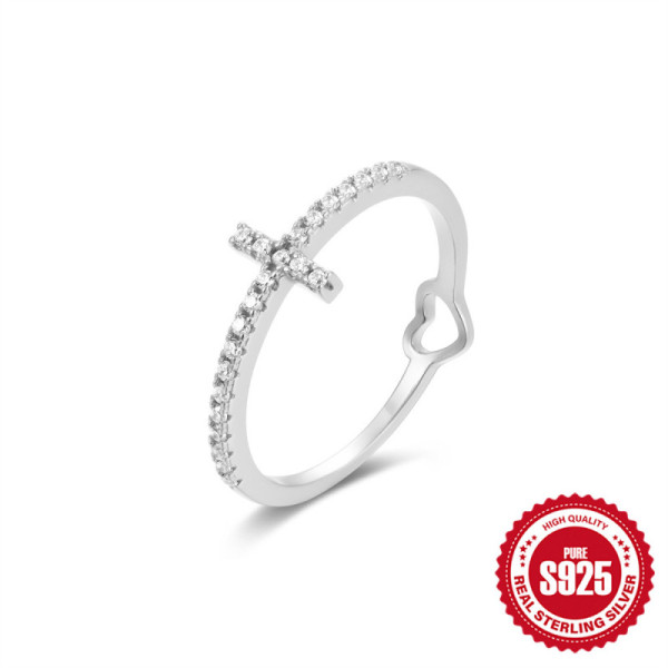925 Silver Pavé Cross Ring