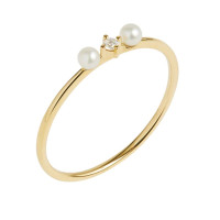 Gold-Plated Pearl Accent Band Ring