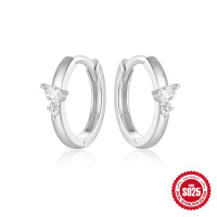 925 Silver Cubic Zirconia Huggie Earrings