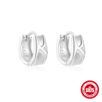 925 Sterling Silver Geometric Huggie Earrings