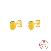 925 Silver Lemon Enamel Stud Earrings