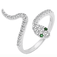 925 Silver Snake Pavé Ring